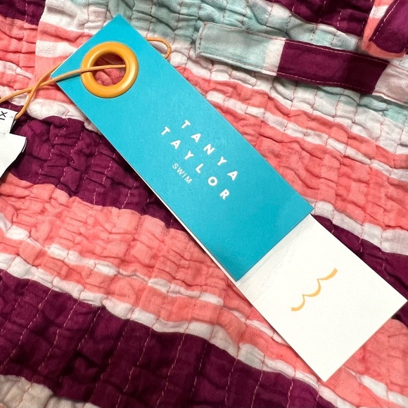 Tanya Taylor Swim NWT Leandra Smocked Striped Cover Up Dress Women’s 1X - Picture 9 of 11